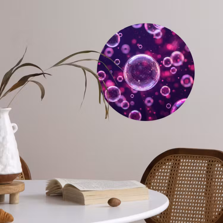 Paars - Bubbels - Schuim Wandcirkel behangsticker klein -sfeer3