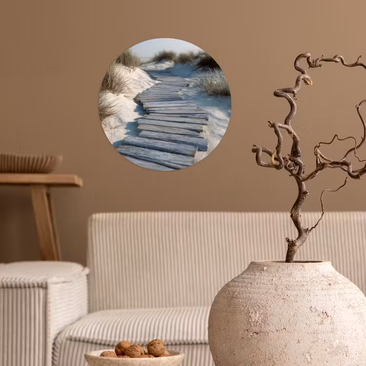 Pad - Planken - Duinen - Gras Wandcirkel behangsticker klein -sfeer1