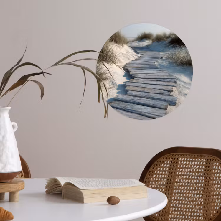 Pad - Planken - Duinen - Gras Wandcirkel behangsticker klein -sfeer3