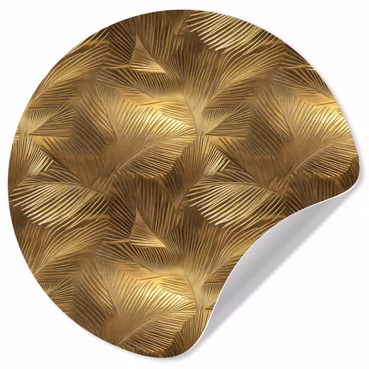 Palm - Waaier - Goud Wandcirkel behangsticker klein 186 -3d
