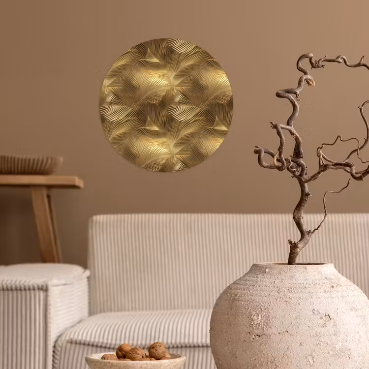 Palm - Waaier - Goud Wandcirkel behangsticker klein 186 -sfeer1