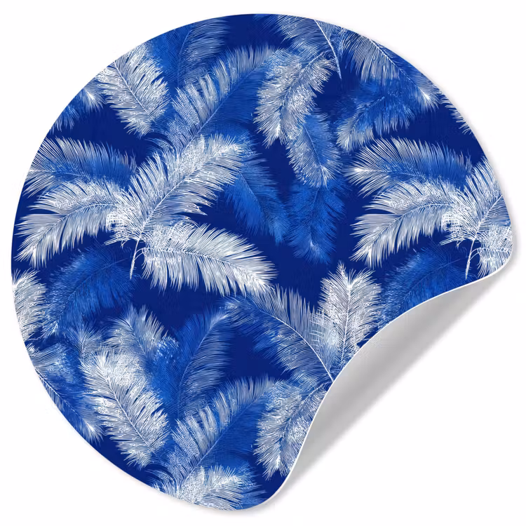 Palmblad - Patroon - Blauw Wandcirkel behangsticker klein 186 -3d