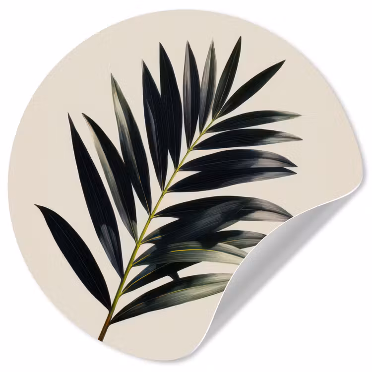 Palmblad - Subtiel - Groen - beige Wandcirkel behangsticker klein -3d