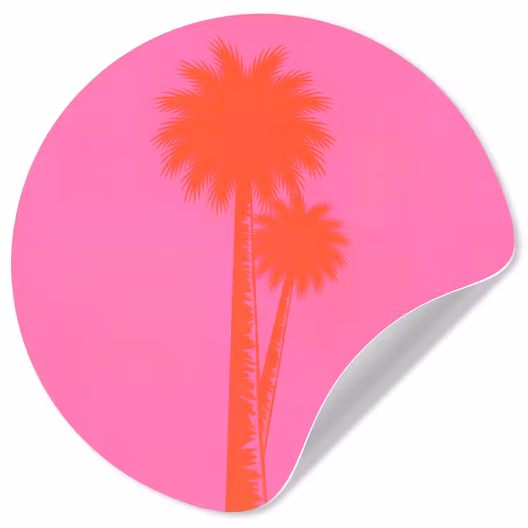 Palmbomen - Modern - Roze Wandcirkel behangsticker klein -3d
