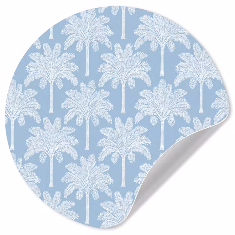 Palmboom - Modern - Blauw Wandcirkel behangsticker klein 186 -3d
