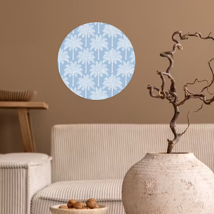 Palmboom - Modern - Blauw Wandcirkel behangsticker klein 186 -sfeer1