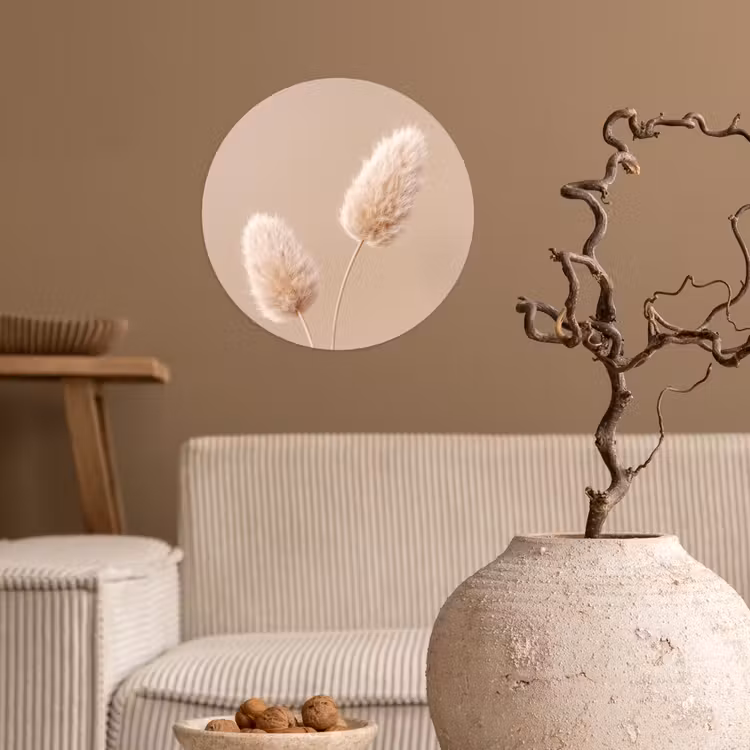 Pampas pluimen - Beige - Planten Wandcirkel behangsticker klein -sfeer1