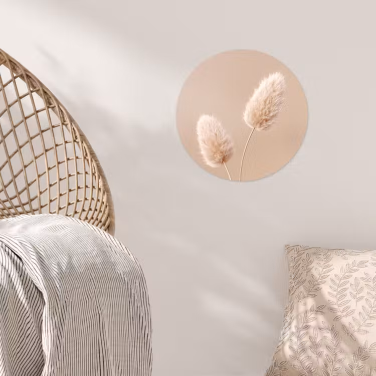 Pampas pluimen - Beige - Planten Wandcirkel behangsticker klein -sfeer4