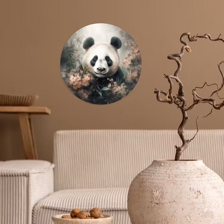 Panda - Dieren - Bloemen - Planten Wandcirkel behangsticker klein -sfeer1