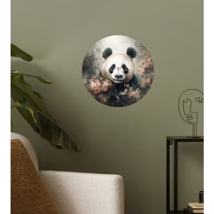 Panda - Dieren - Bloemen - Planten Wandcirkel behangsticker klein -sfeer2