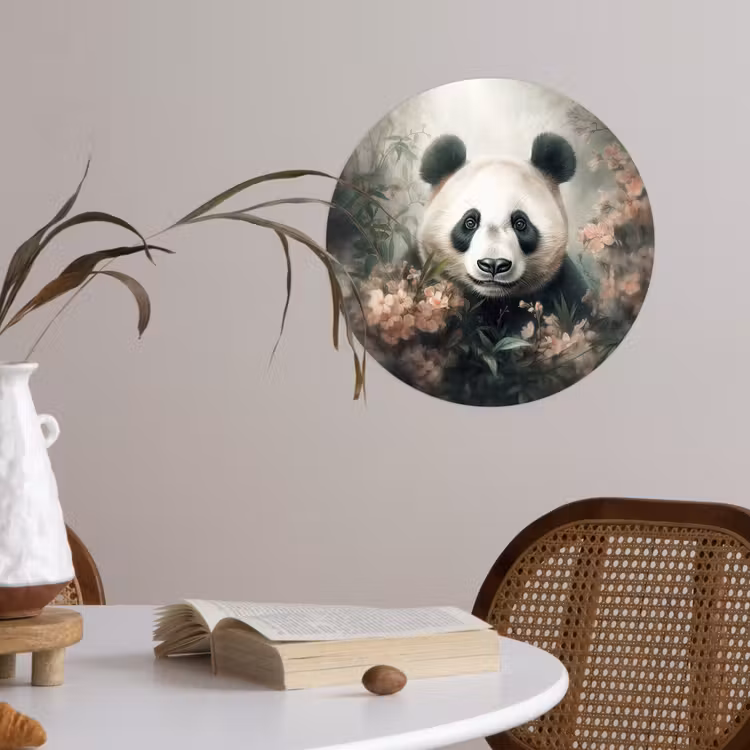 Panda - Dieren - Bloemen - Planten Wandcirkel behangsticker klein -sfeer3