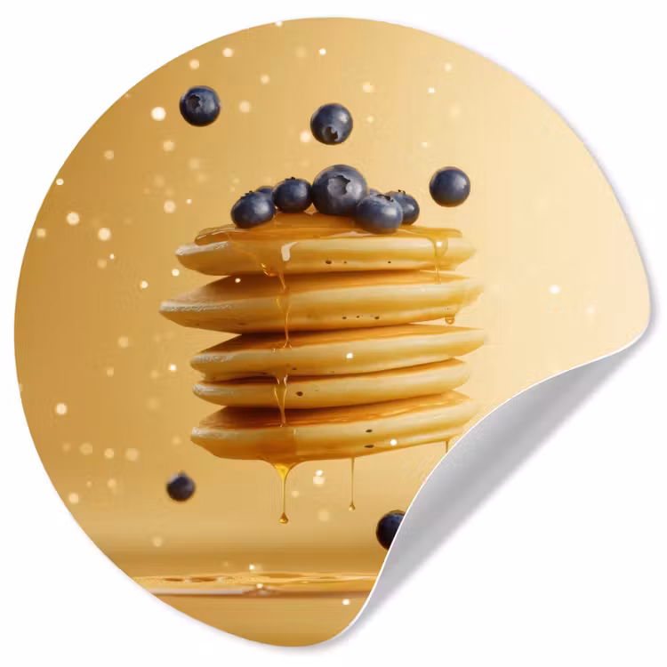 Pannenkoeken - Eten - Honing - Geel Wandcirkel behangsticker klein -3d