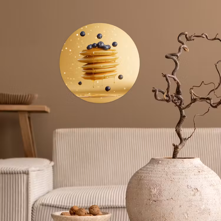 Pannenkoeken - Eten - Honing - Geel Wandcirkel behangsticker klein -sfeer1