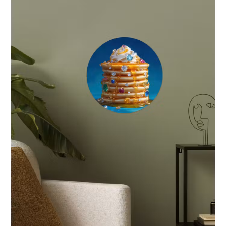 Pannenkoeken - Steentjes - Glitter - Slagroom Wandcirkel behangsticker klein -sfeer2