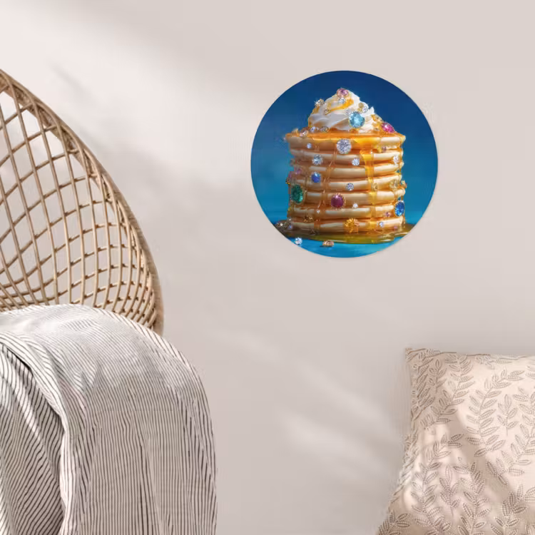 Pannenkoeken - Steentjes - Glitter - Slagroom Wandcirkel behangsticker klein -sfeer4