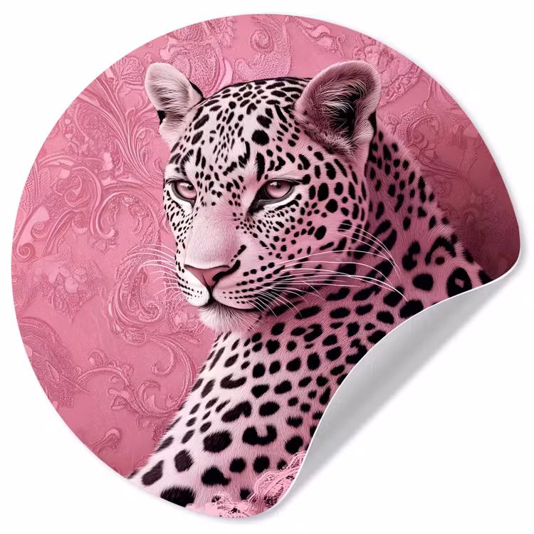 Panter - Luxe - Roze Wandcirkel behangsticker klein -3d