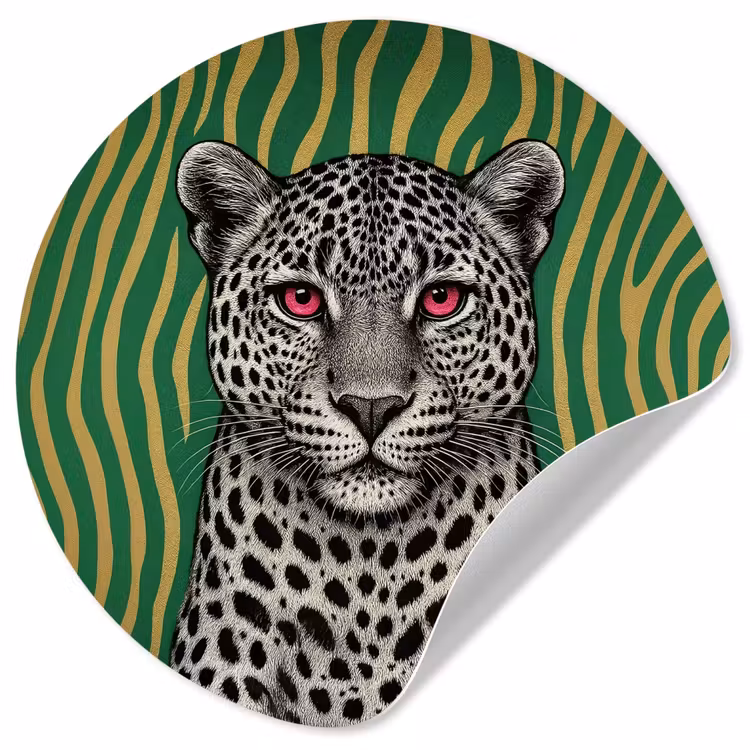 Panter - Zebrapatroon - Groen Wandcirkel behangsticker klein -3d