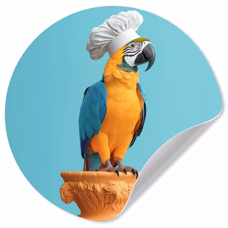 Papegaai - Koksmuts - Grappig - Vogel Wandcirkel behangsticker klein -3d