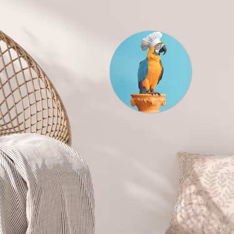 Papegaai - Koksmuts - Grappig - Vogel Wandcirkel behangsticker klein -sfeer4