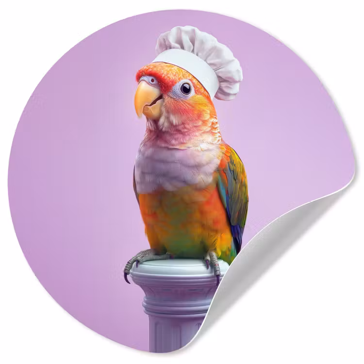 Papegaai - Koksmuts - Pilaar - Vogel Wandcirkel behangsticker klein -3d