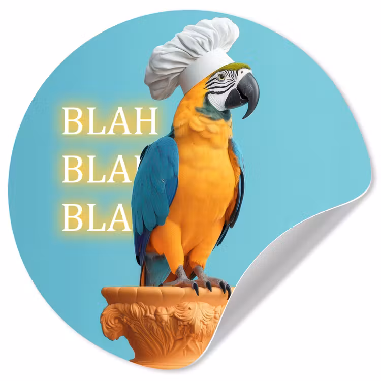 Papegaai - Koksmuts - Quote - Neon Wandcirkel behangsticker klein -3d