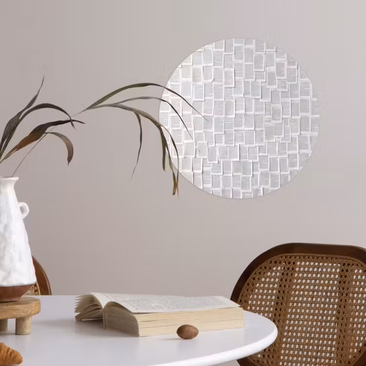Papier - Overlappend - Textuur - Modern - Wit Wandcirkel behangsticker klein -sfeer3