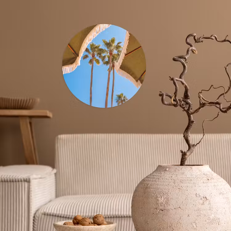 Parasol - Groen - Franjes - Zomer - Tropisch Wandcirkel behangsticker klein -sfeer1