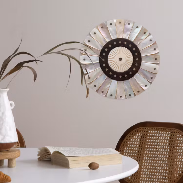 Parelmoer - Patroon - Decoratie - Ambacht - Wit Wandcirkel behangsticker klein -sfeer3