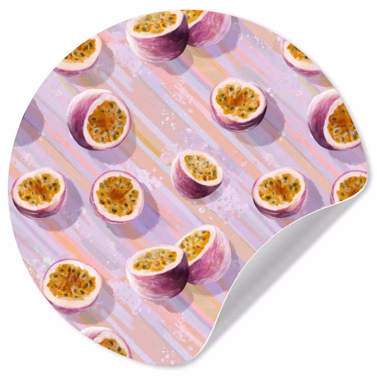 Passievrucht - Tropisch - Paars Wandcirkel behangsticker klein 186 -3d