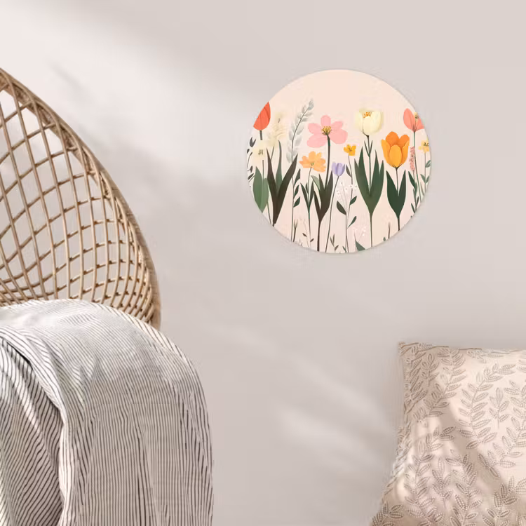 Pasteltinten - Bloemen - Illustratie Wandcirkel behangsticker klein -sfeer4