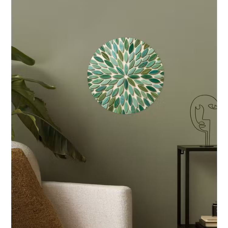 Patroon - Blad - Groen - Abstract Wandcirkel behangsticker klein -sfeer2
