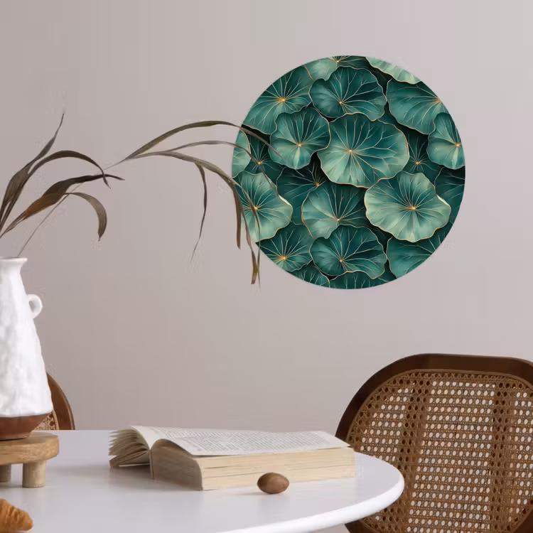 Patroon - Bladeren - Groen Wandcirkel behangsticker klein 186 -sfeer3