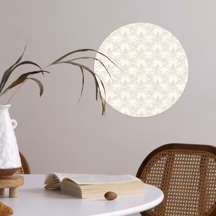 Patroon - Bloemen - Beige Wandcirkel behangsticker klein 186 -sfeer3