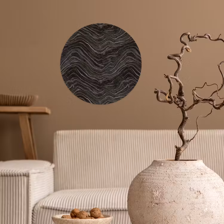 Patroon - Contrast - Antraciet Wandcirkel behangsticker klein 186 -sfeer1