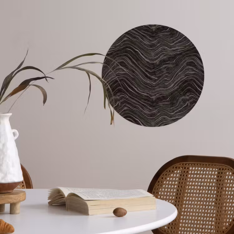 Patroon - Contrast - Antraciet Wandcirkel behangsticker klein 186 -sfeer3