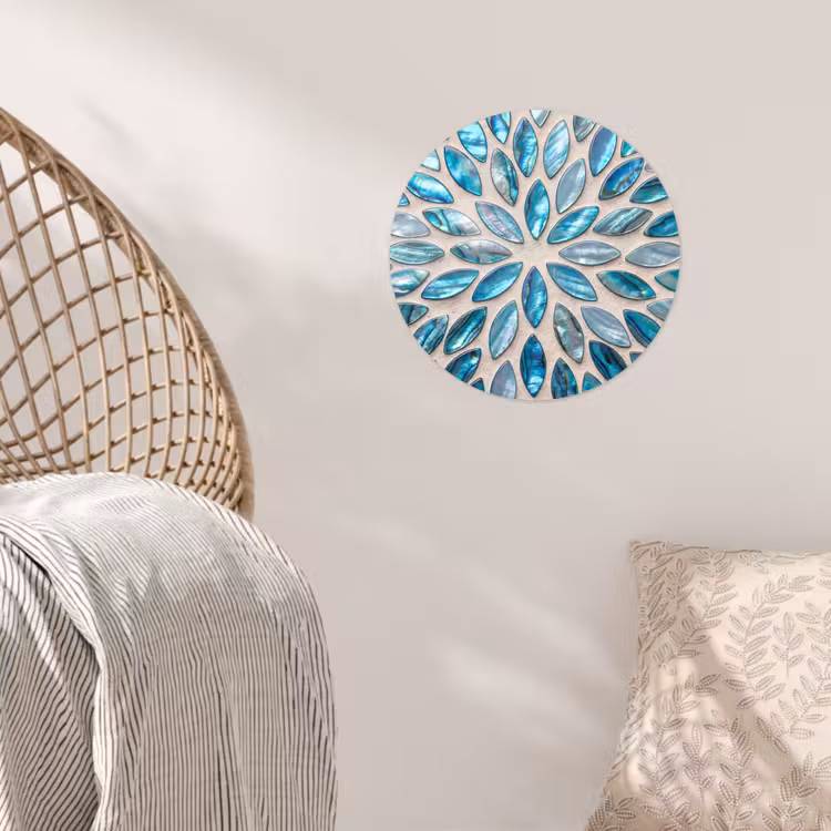 Patroon - Glans - Abstract - Blauw - Decoratie Wandcirkel behangsticker klein -sfeer4