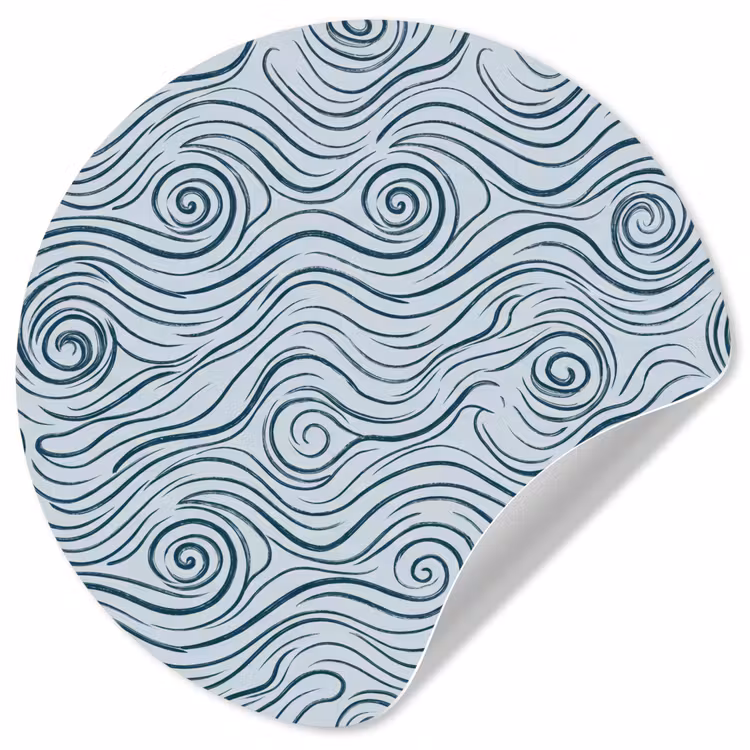 Patroon - Golven - Abstract - Modern - Blauw Wandcirkel behangsticker klein -3d