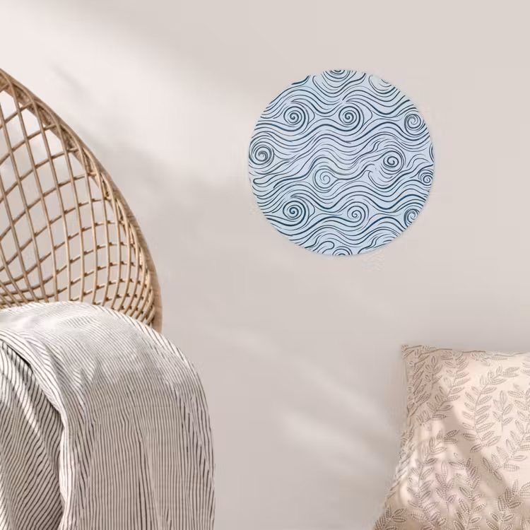Patroon - Golven - Abstract - Modern - Blauw Wandcirkel behangsticker klein -sfeer4