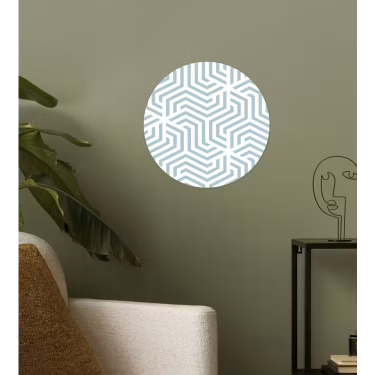Patroon - Lijn - Design - Groen Wandcirkel behangsticker klein 186 -sfeer2