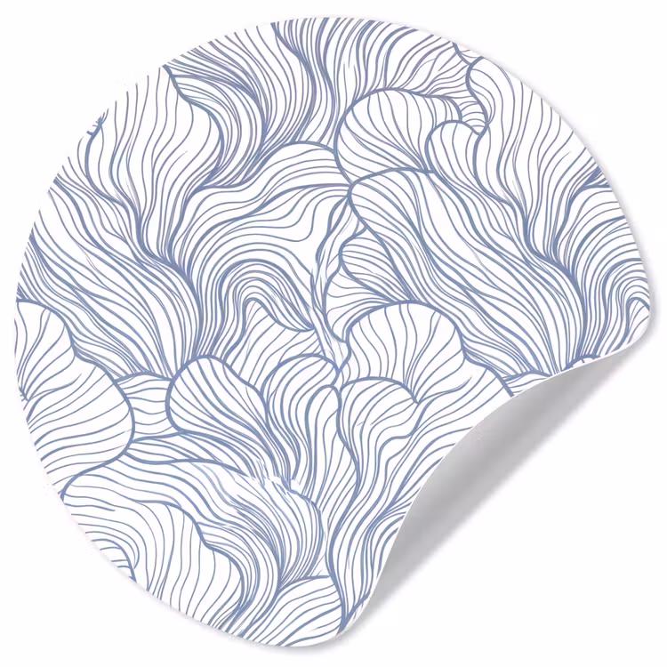Patroon - Lijnen - Organisch - Abstract - Blauw Wandcirkel behangsticker klein -3d