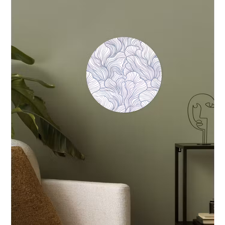 Patroon - Lijnen - Organisch - Abstract - Blauw Wandcirkel behangsticker klein -sfeer2