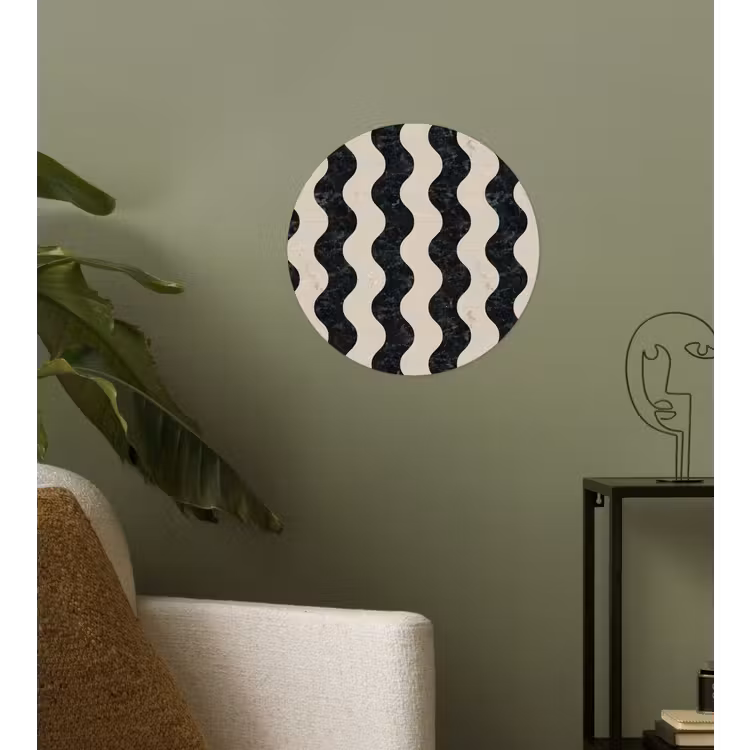 Patroon - Marmer - Groen - Cremé Wandcirkel behangsticker klein 186 -sfeer2