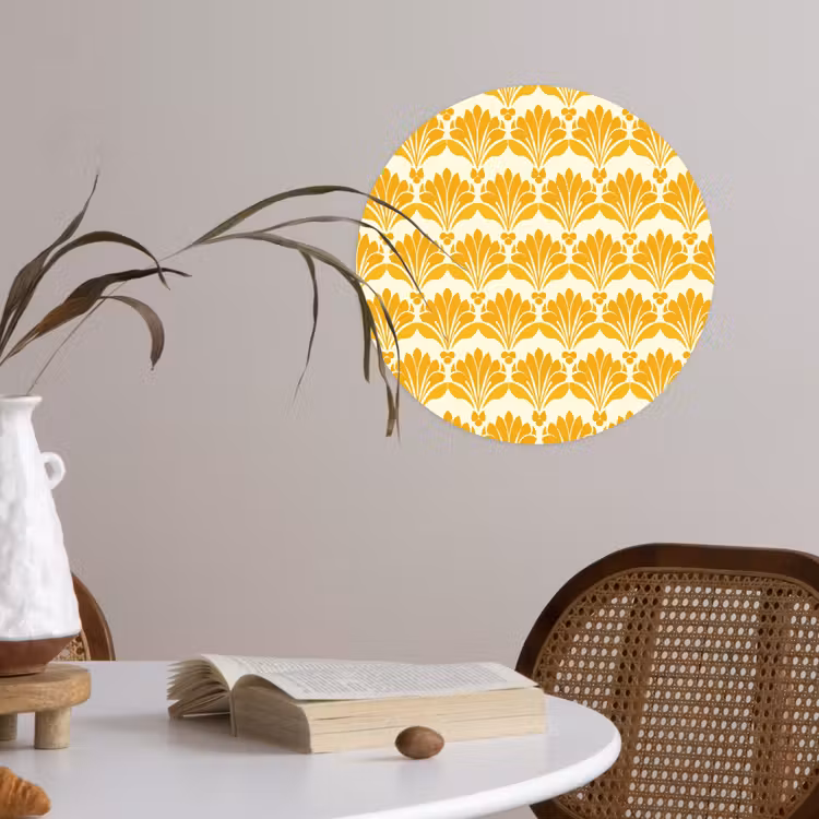 Patroon - Motief - Geel Wandcirkel behangsticker klein 186 -sfeer3