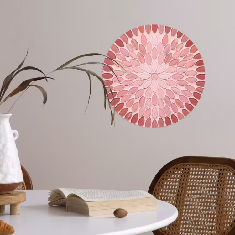 Patroon - Mozaïek - Ovaal - Abstract - Roze Wandcirkel behangsticker klein -sfeer3