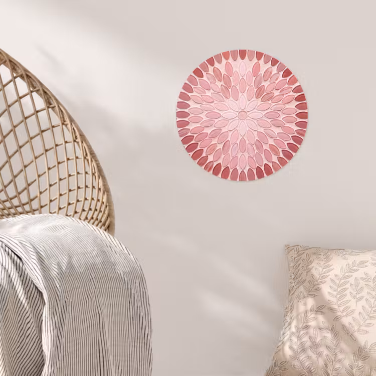 Patroon - Mozaïek - Ovaal - Abstract - Roze Wandcirkel behangsticker klein -sfeer4