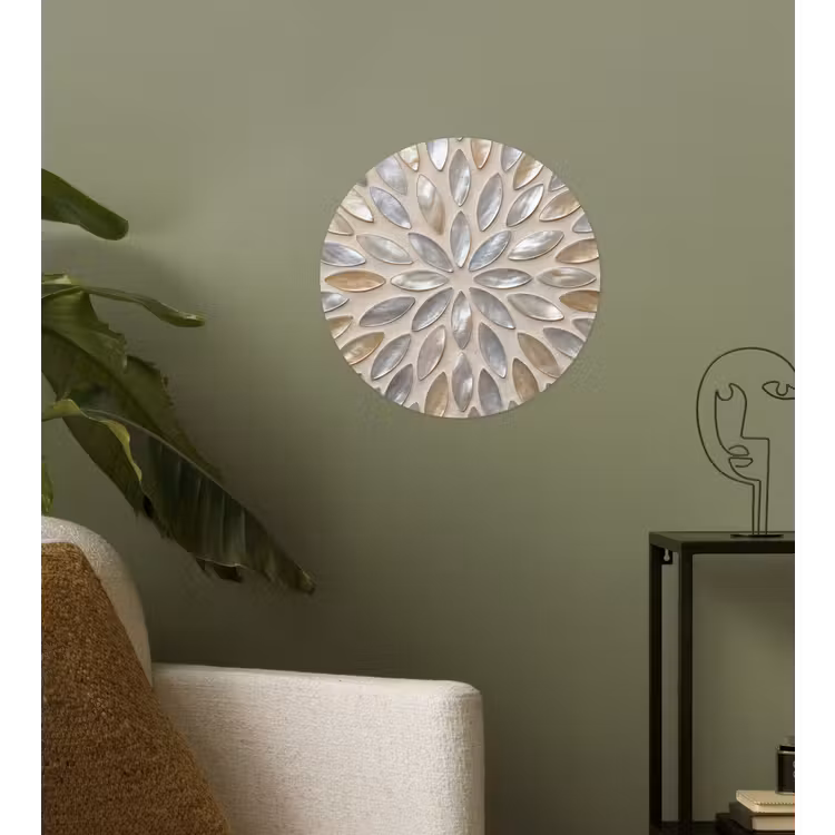 Patroon - Ovaal - Glanzend - Abstract - Beige Wandcirkel behangsticker klein -sfeer2