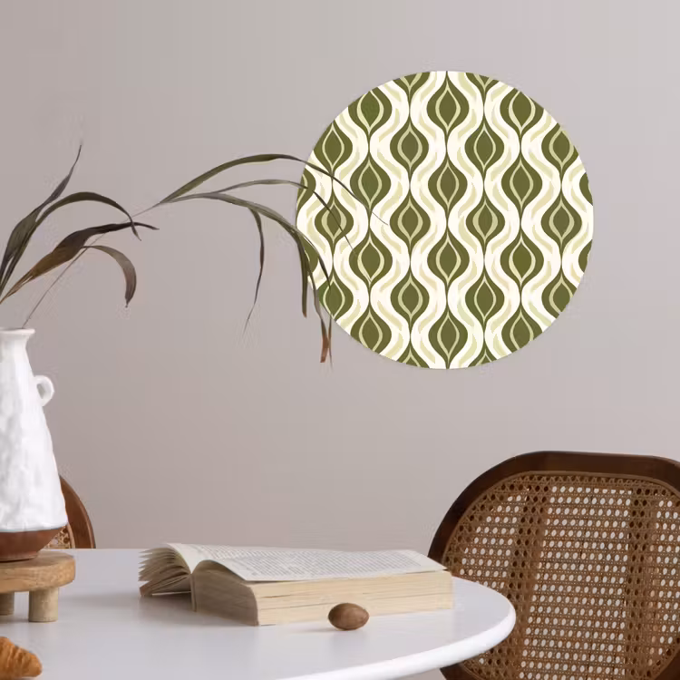 Patroon - Retro - Groen Wandcirkel behangsticker klein 186 -sfeer3
