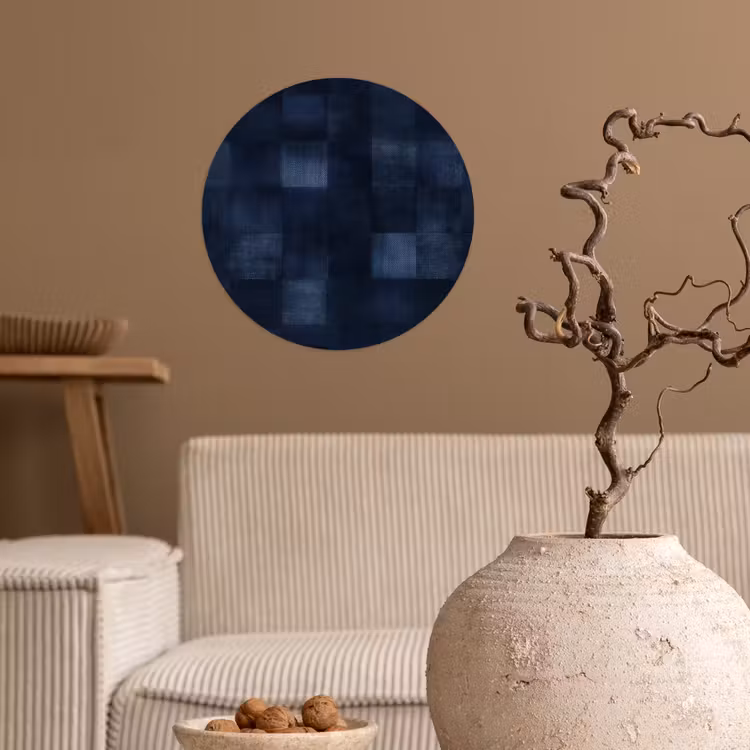 Patroon - Ruit - Marineblauw Wandcirkel behangsticker klein 186 -sfeer1