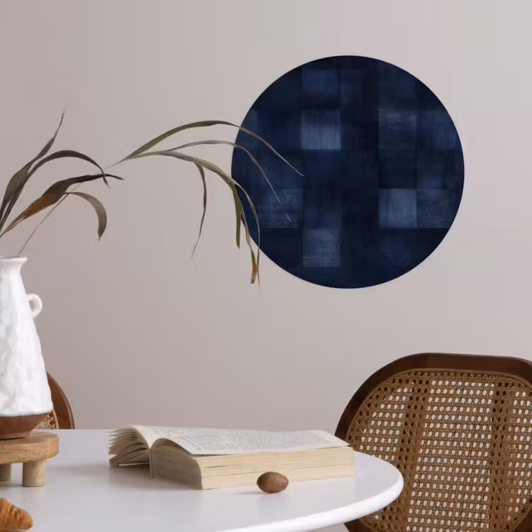Patroon - Ruit - Marineblauw Wandcirkel behangsticker klein 186 -sfeer3