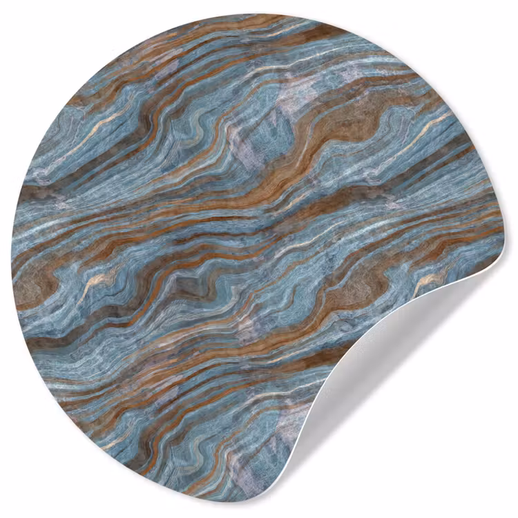 Patroon - Steen - Blauw Wandcirkel behangsticker klein 186 -3d